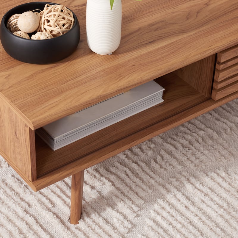 SAFAVIEH Rori Mid-Century 1-Shelf Walnut Coffee Table - 46" W x 23" D x 16" H