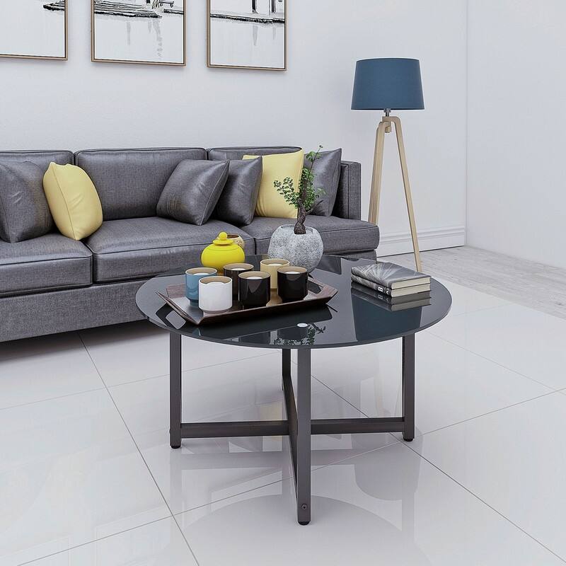 35.5'' Round Black or Transparent Coffee Table