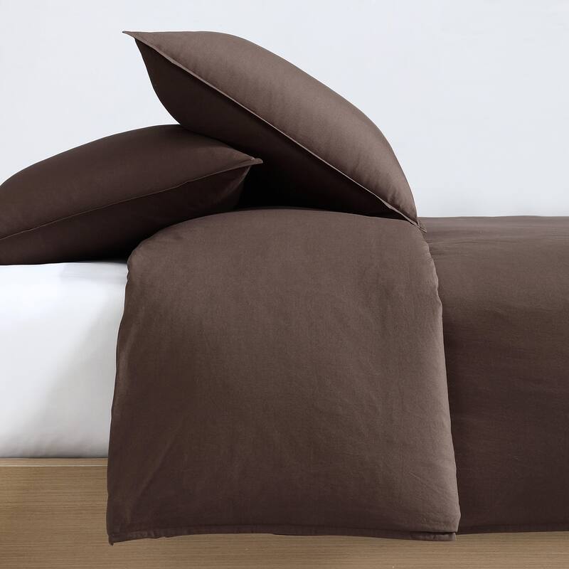 Calvin Klein Washed Percale Cotton Solid Comforter Set