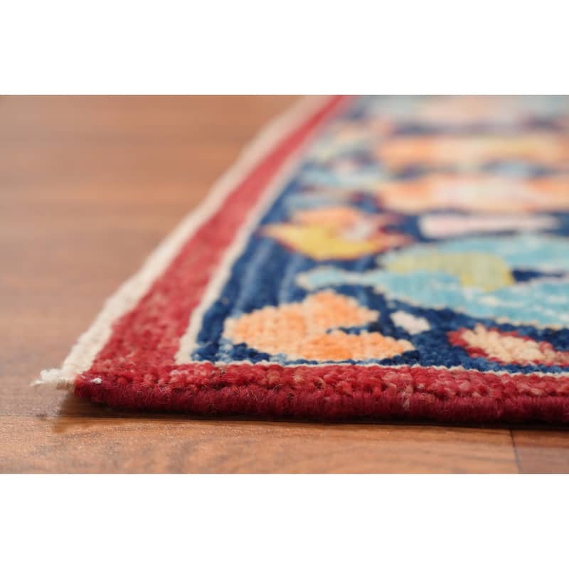 Hand Knotted Oriental 100% Wool Carpet Transitional Floral Red Oushak Area Rug - 12' 0'' X 9' 3''