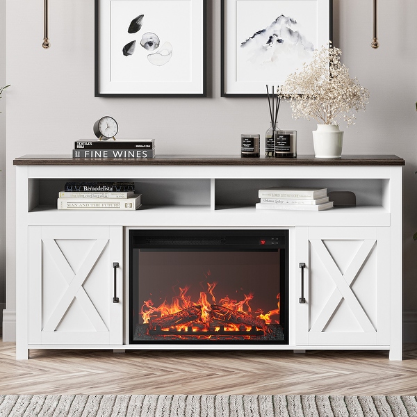 Tv stand with heater fireplace discount