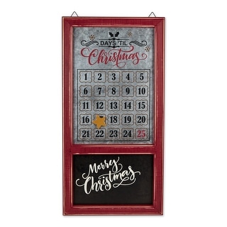 Galvanized Rectangular Christmas Advent Calendar 30 quot Red and Black