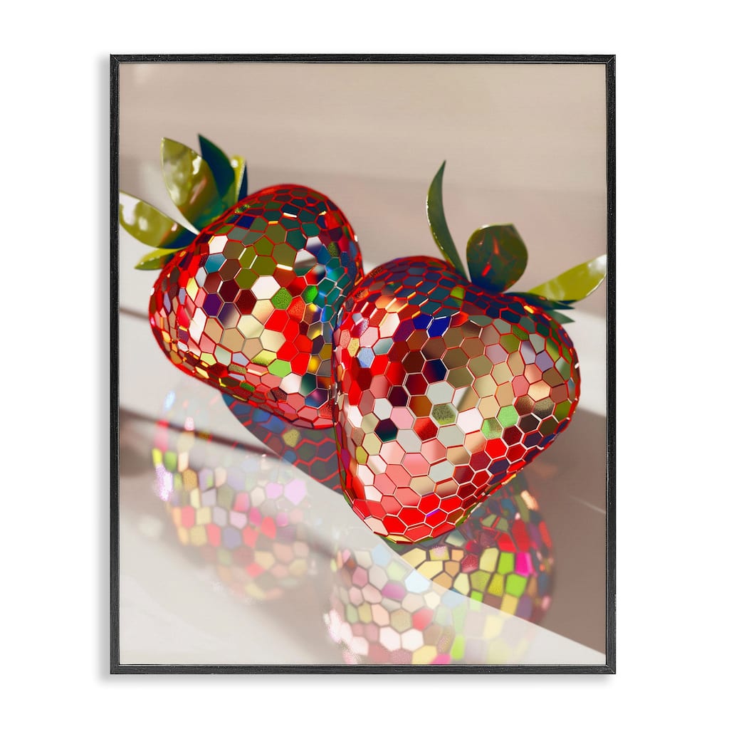 Stupell Reflecting Disco Strawberries Framed Giclee Art Design By Arlington Prints