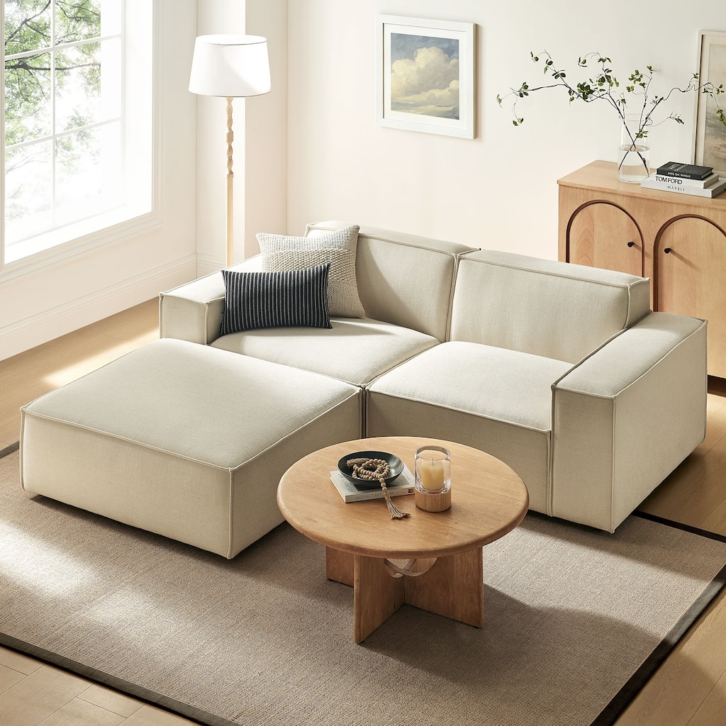 Restore 3-Piece Performance Fabric Upholstered Modular Loveseat with Ottoman