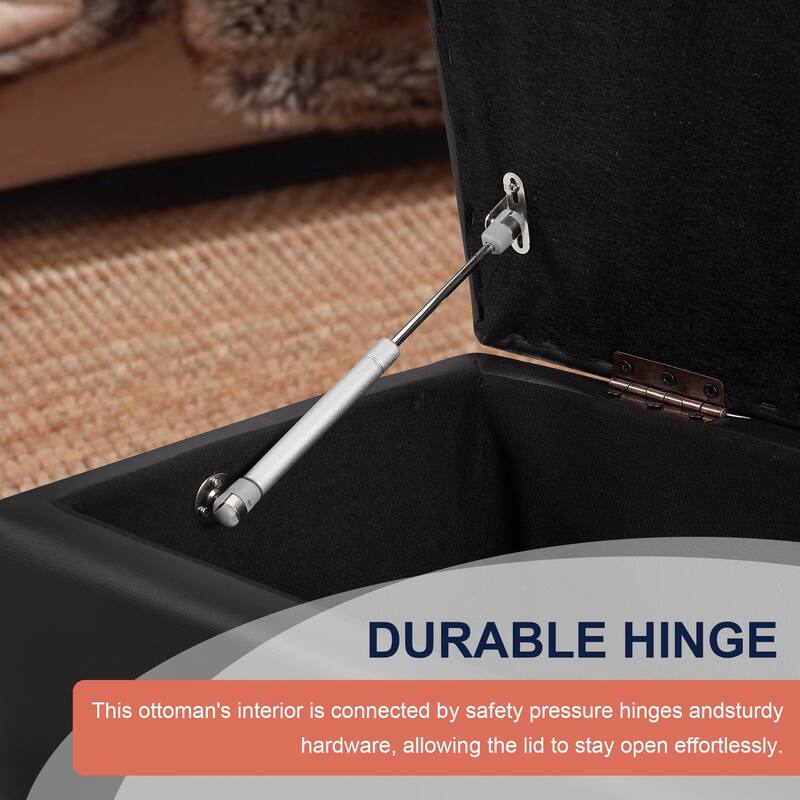 VECELO Black PU Leather Storage Bench 2 Styles with 4-Leg/Angled Legs Multifunctional Ottoman with Hinged Lid for Bedroom