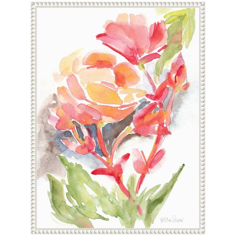 Kate and Laurel Sylvie Loose Orange Begonia Framed Canvas by Patricia Shaw