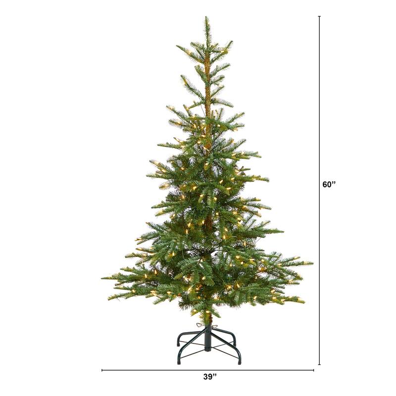 5ft. Layered Spruce Artificial Christmas Tree with 200 Clear Lights & 385 Branches - Classic Holiday X-Mas Glow