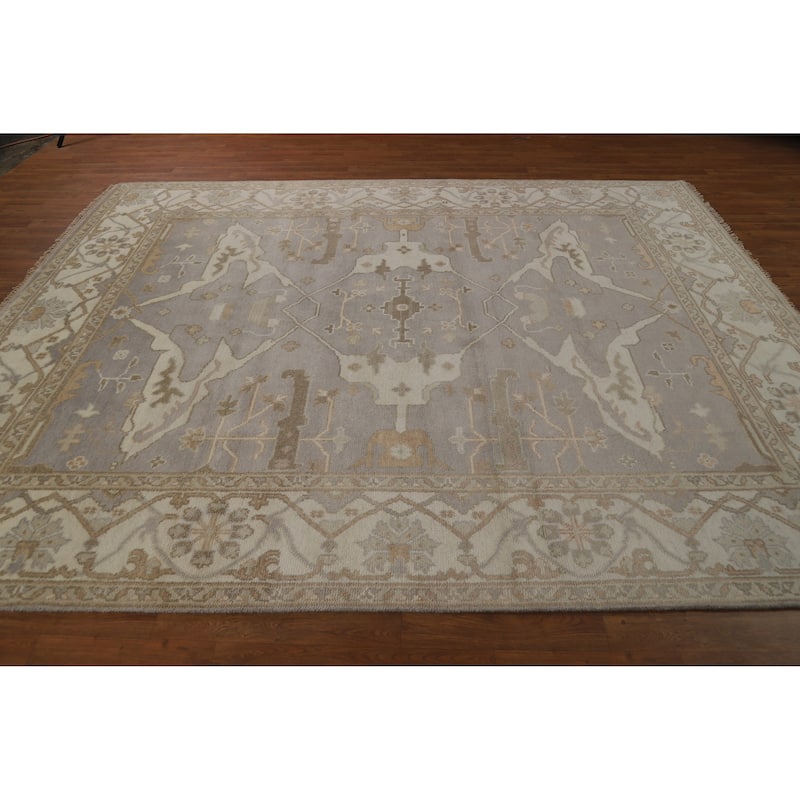 Gray Oushak Style Area Rug Hand-Knotted Wool Carpet - 8'1" x 10'0"