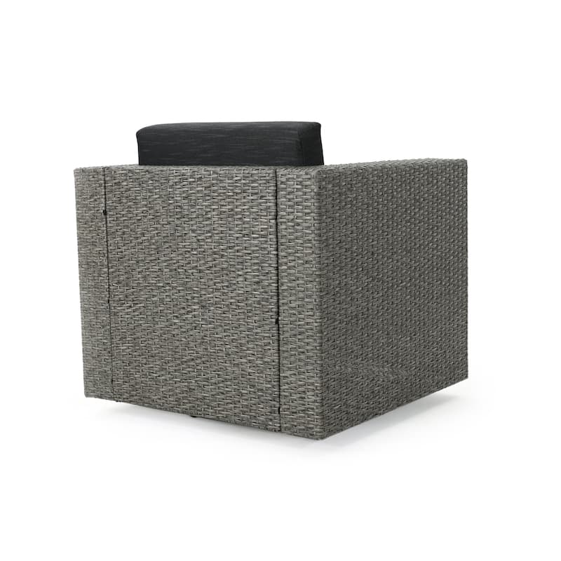 Puerta Outdoor 5-piece Wicker Chair and Square Stone Firepit Set by Christopher Knight Home