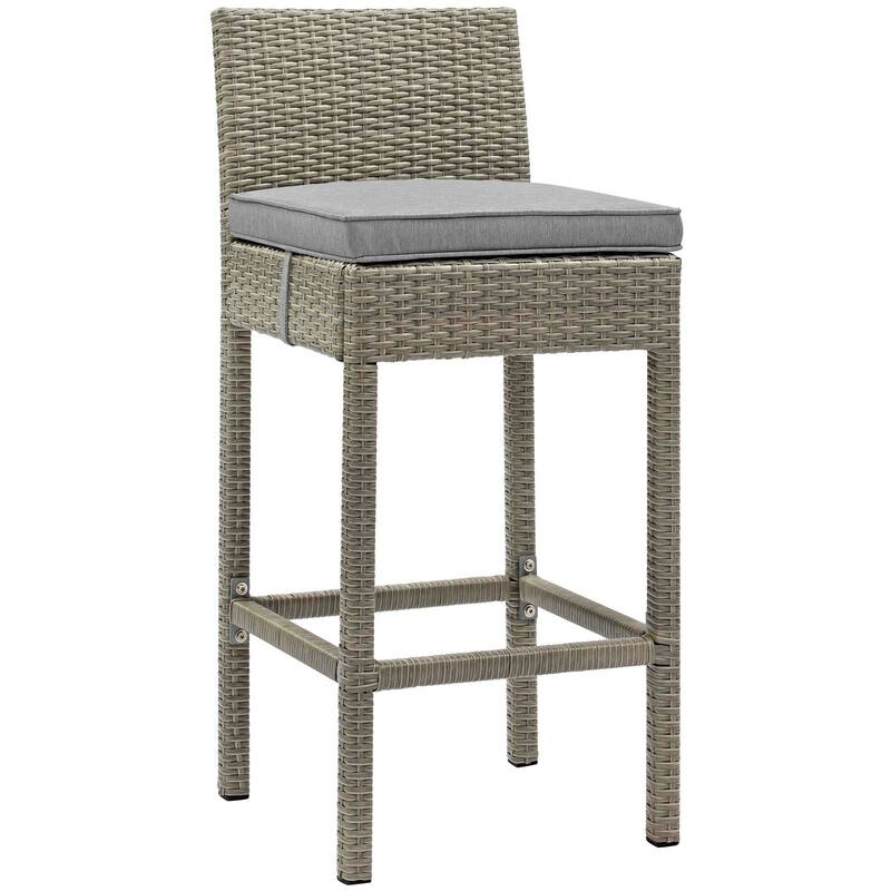 Havenside Home Bocabec Patio Wicker Rattan Bar Stool - light gray gray