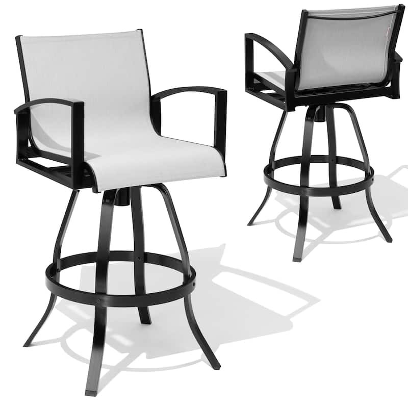 Outdoor All-weather Swivel Aluminum Bar Stools Sunbrella