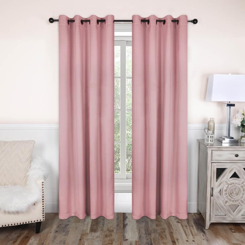 Superior Modern Solid Washable Room Darkening Curtains, Set of 2 Panels - 2PC- 52" x 84" - Mauve chalk