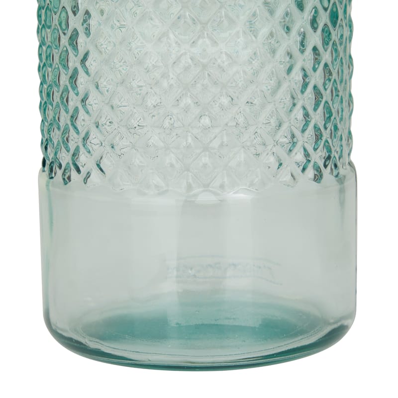Blue Recycled Glass Spanish Decorative Vase - 6 x 6 x 11
