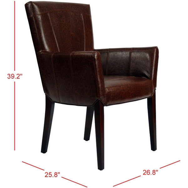 SAFAVIEH En Vogue Dining Ken Bicast Leather Arm Chair Brown - 27.2" x 26.2" x 37.6"