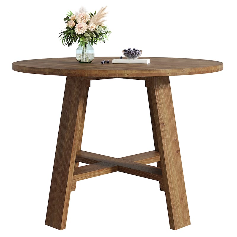39.4" Round Dining Table, Solid Wood Farmhouse Kitchen Table