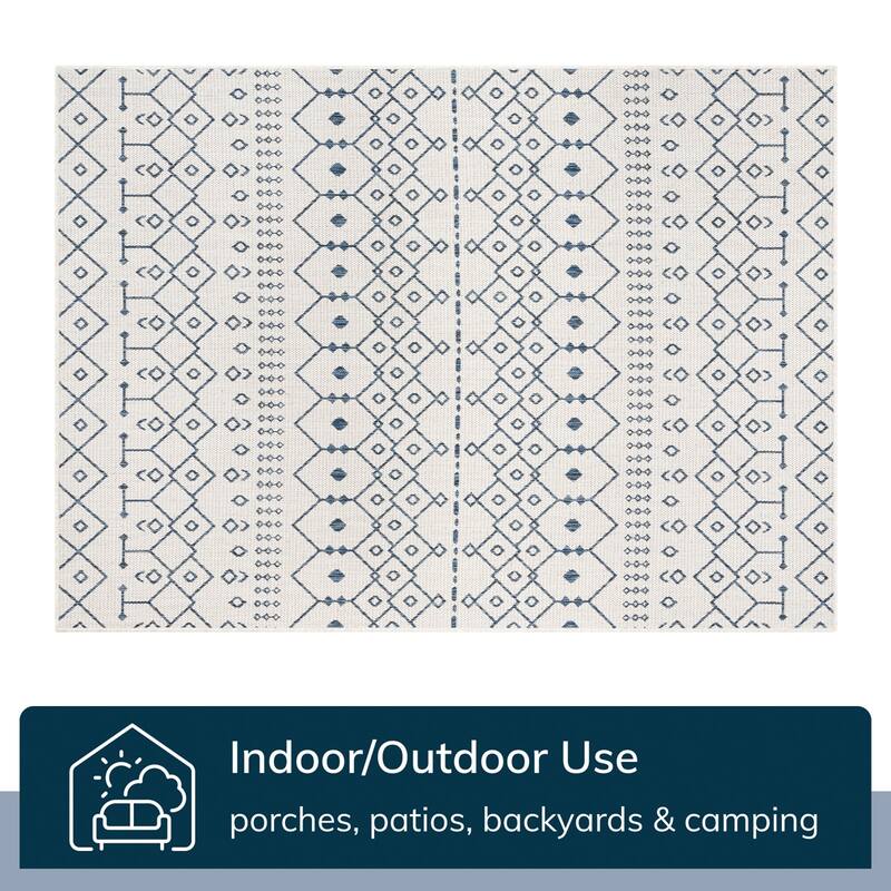 Well Woven Medusa Nord Indoor Outdoor Area Rug - 7'10" x 9'10" - Light Blue