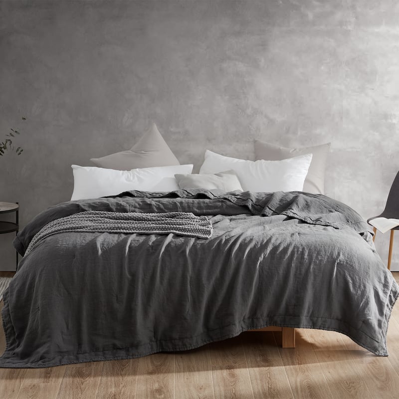 Dark Sky Reserve® - Portugal Made 100% Linen Oversized Comforter - Charcoal Gray