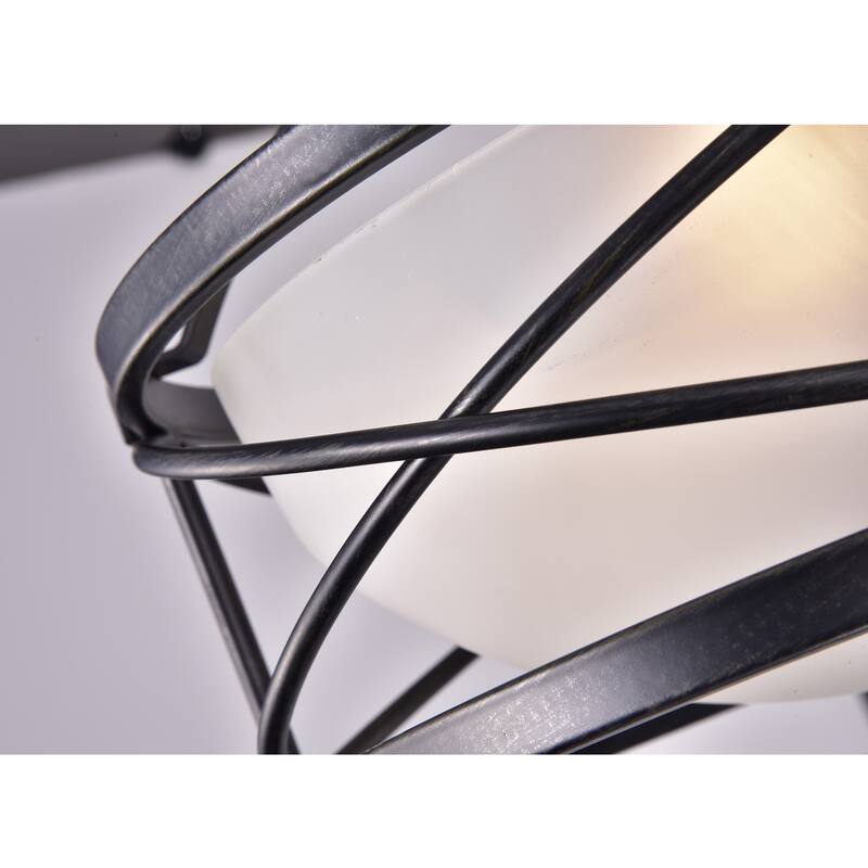 Blanca Antique Black Opal Glass Shade Semi-Flush Mount Chandelier - Antique Black