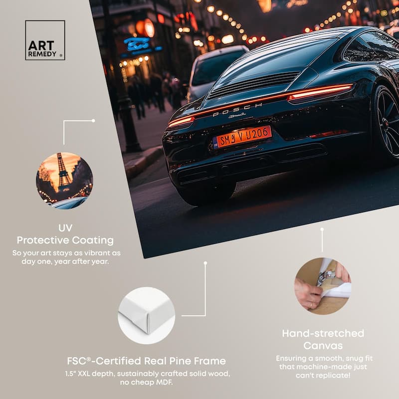 Parisian Porsche Twilight I Canvas by Art Remedy, Gallery Wrapped