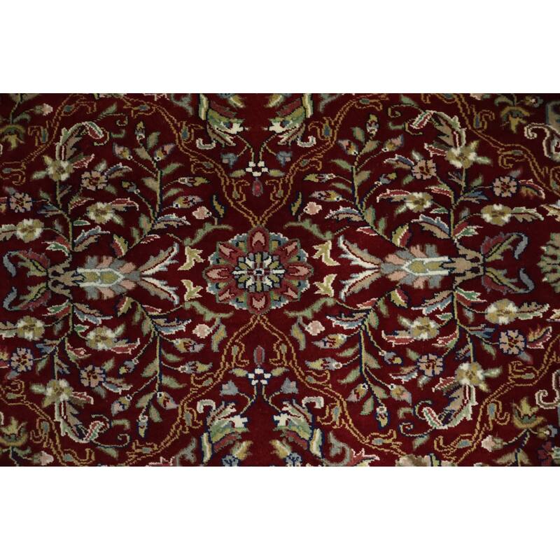 Hand Knotted Oriental 100% Wool Carpet Traditional All-Over Red Agra Area Rug - 5' 9'' X 4' 0''