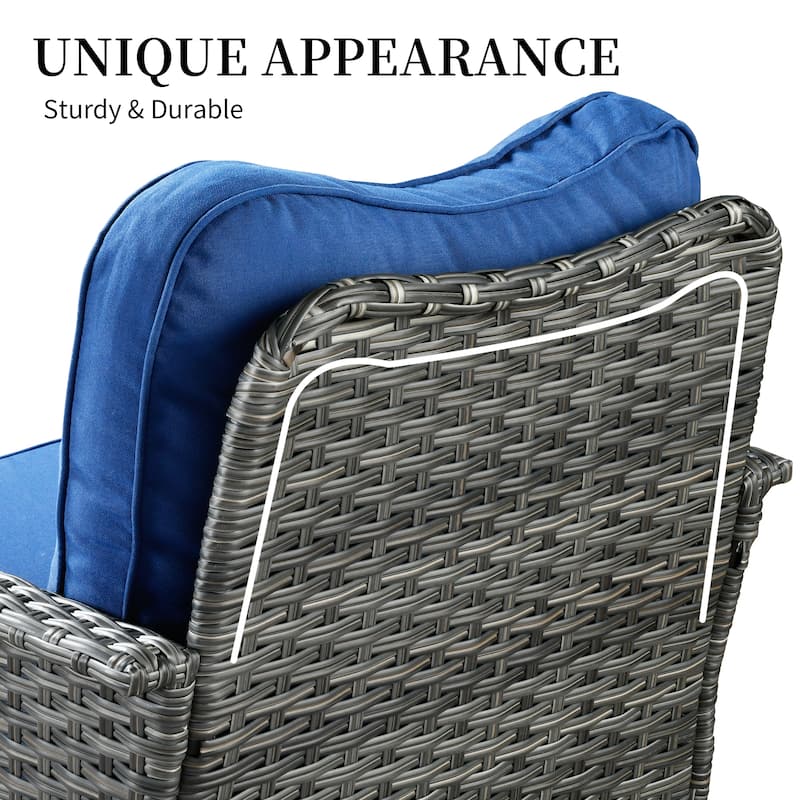 OVIOS 3-piece Pet-Friendly Patio Furniture Swivel Chairs Wicker Set