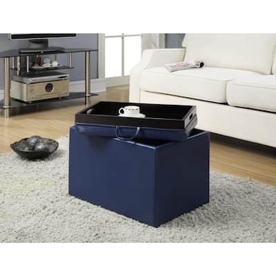 Storage Ottoman with Reversible Tray - Functional Accent Piece with Hidden Storage and Serving Top for Modern Homes