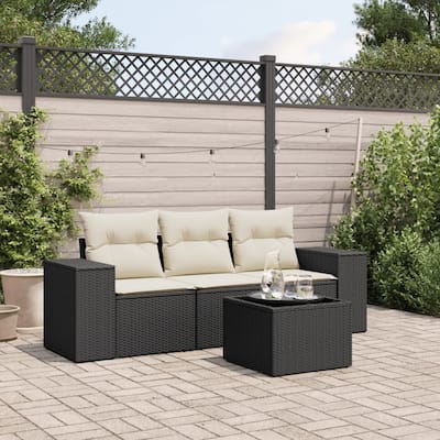 vidaXL Garden Sofa Set Black and Cream - 21.7 x 21.7 x 14.6