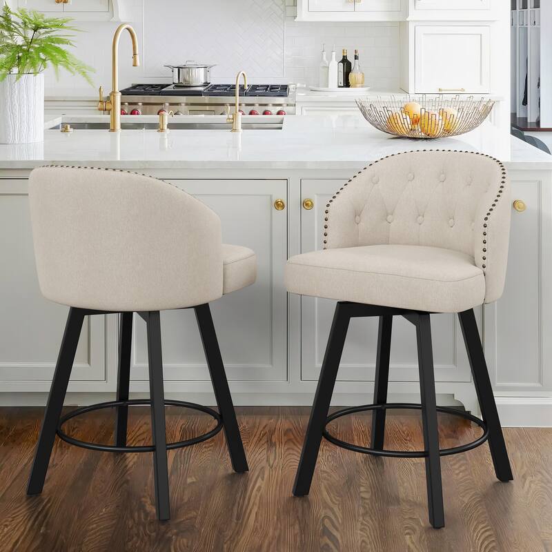 26" Swivel Counter Height Bar Stools Upholstered Counter Stools - 26" H
