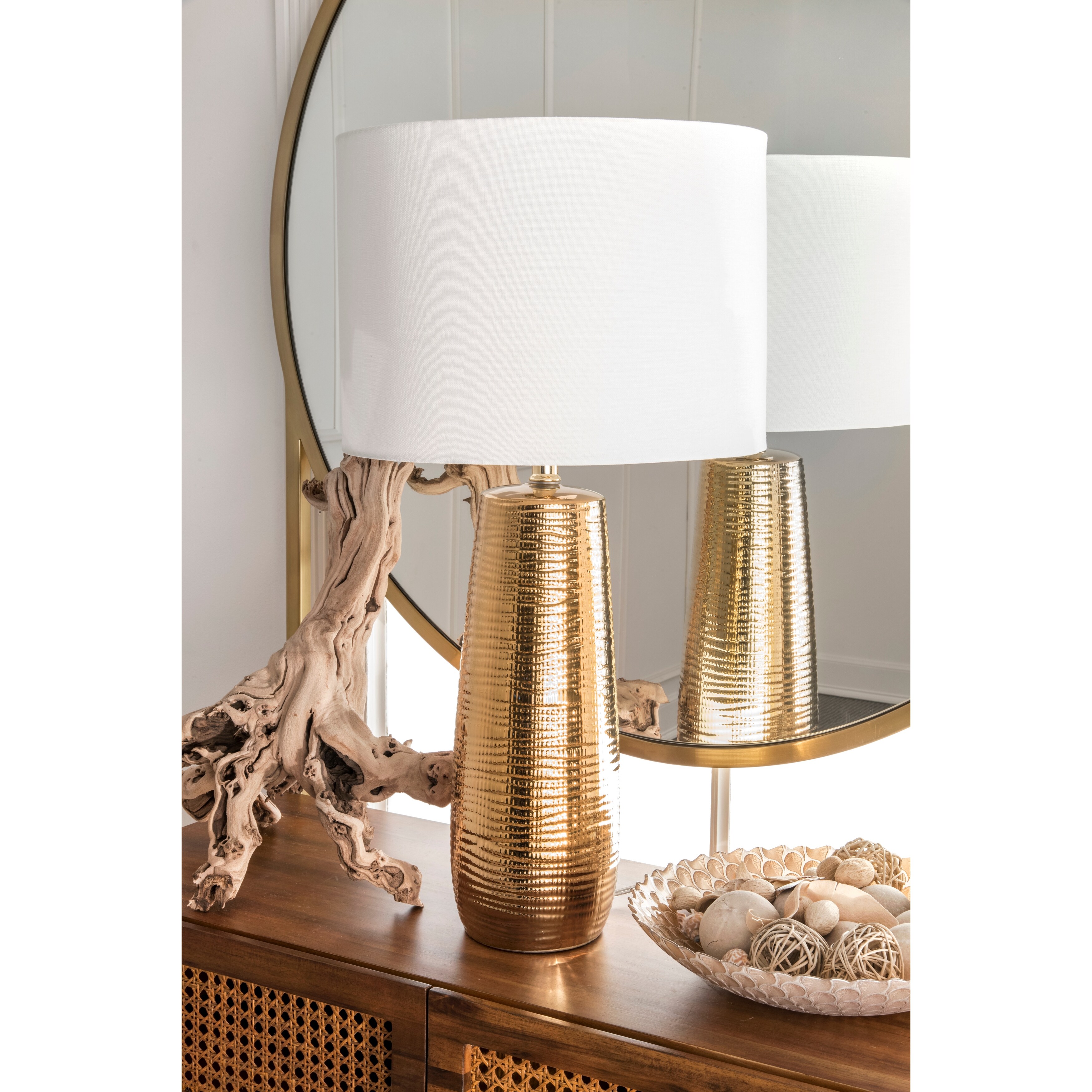 Lamp with gold shade on sale