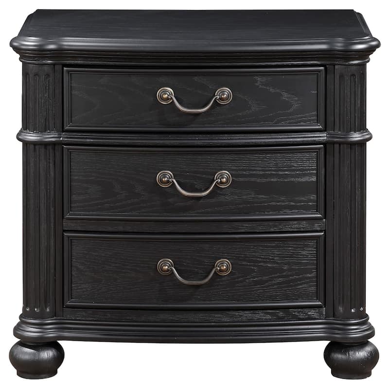 Black 3 Drawer 16.5 in. W Nightstand with Sturdy Hardware and Ample Storage