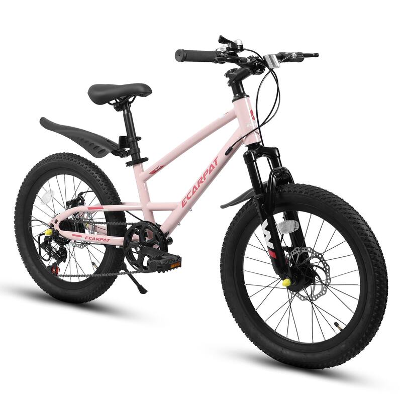 20 inch Mountain Kids Bike for Boys & Girls, Ages 6-12, 7-Speed with Front Suspension - Pink