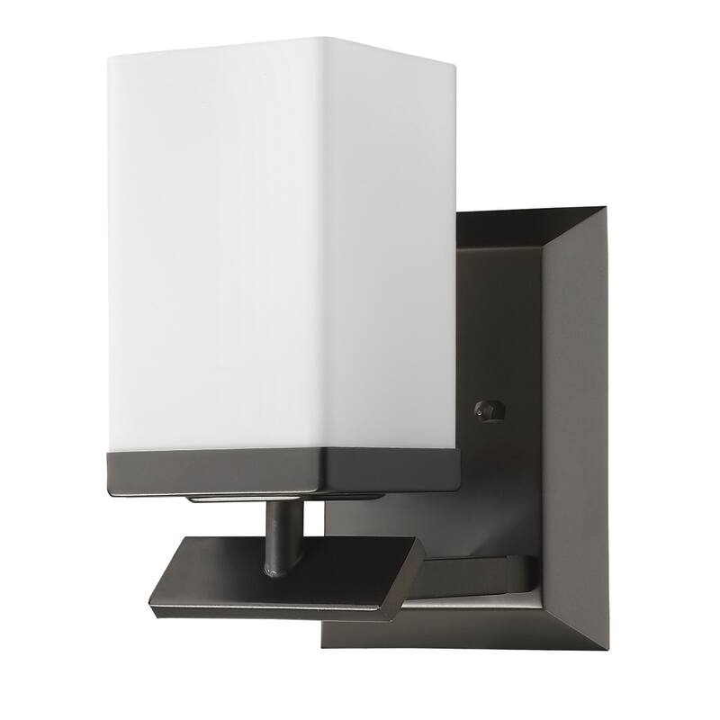 Bronze Flush Mount Wall 1 Light with Frosted White Glass Shade and Dimmable E26 Base for Bedroom or Entryway