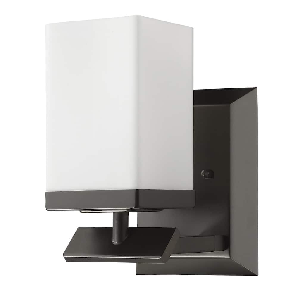 Bronze Flush Mount Wall 1 Light with Frosted White Glass Shade and Dimmable E26 Base for Bedroom or Entryway