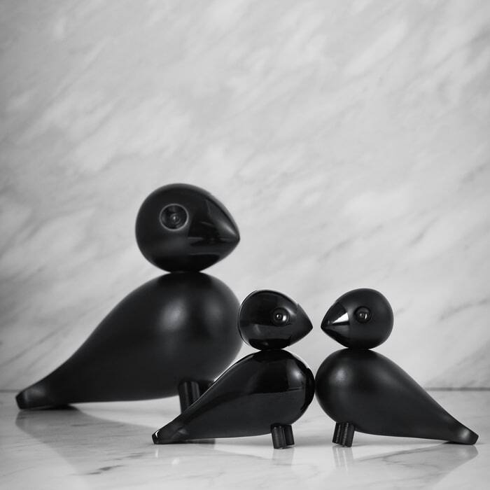 Kay Bojesen Lovebirds Pair, Black - H: 3.5"