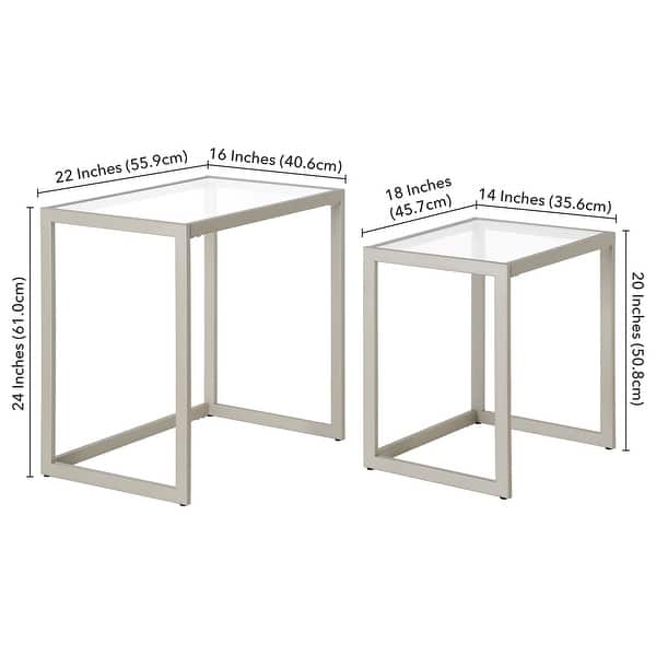 dimension image slide 1 of 3, Rocco Rectangular Nested Side Table - 22" Wide
