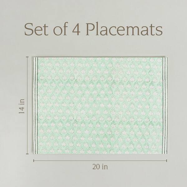 dimension image slide 6 of 9, over&back Hand-Blocked 100% Cotton Placemats - Machine Washable - Set of 4