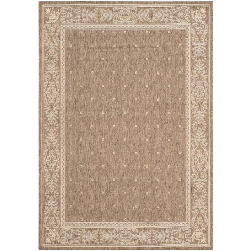 SAFAVIEH Courtyard Hendrina Indoor/ Outdoor Waterproof Patio Backyard Rug - 4' x 5'7" - Brown/Natural