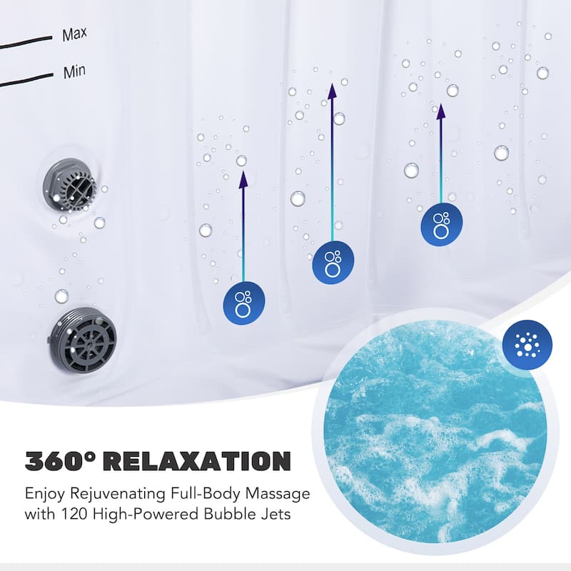 CO-Z Square Inflatable Hot Tub, 4 Person Blow Up Portable Hot Tub