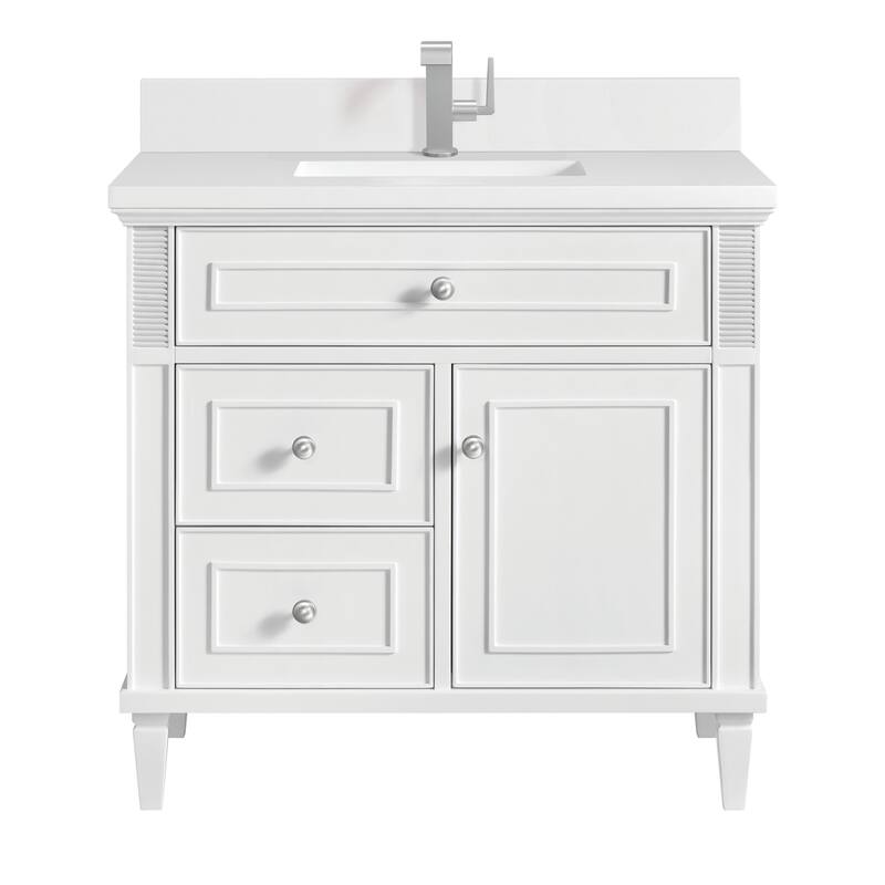 James Martin Vanities 424-V36-1WZ Lorelai 36" Single Basin Wood Vanity - Bright White