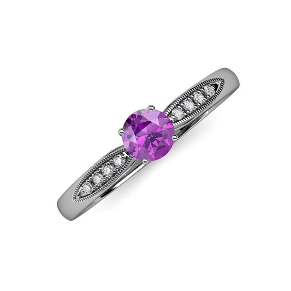 TriJewels Amethyst Diamond 1 ctw Milgrain Engagement Ring 14K Gold. Opens flyout.