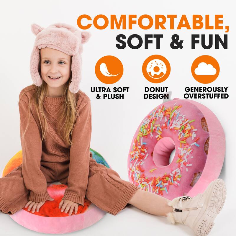 Cheer Collection Reversible Plush Donut Throw Pillow