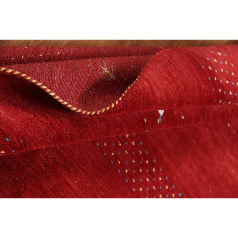 Tribal Red Gabbeh Oriental Area Rug Hand-Knotted Wool Carpet - 5'2"x 7'10"