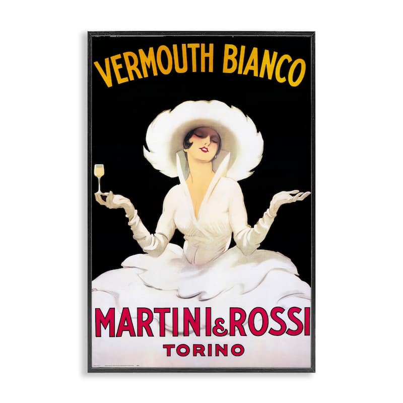 Stupell Vermouth Vintage Lady Advertisement Framed Giclee Art Design By Marcus Jules - 12 x 18 - Black