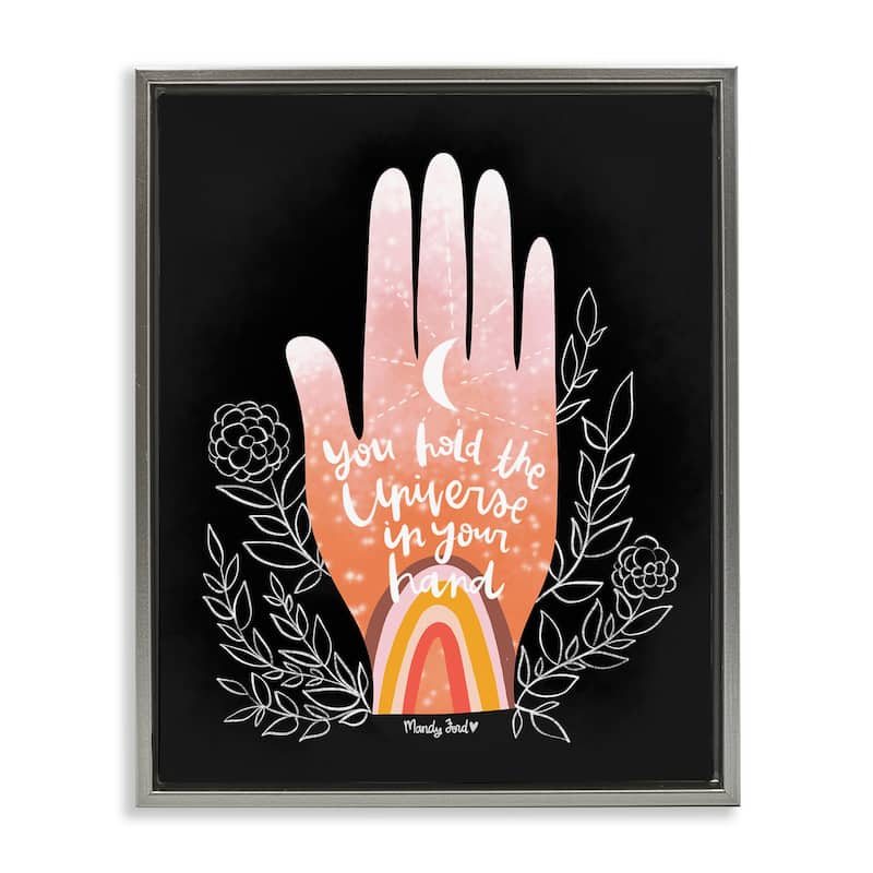 Stupell Universe In Your Hand Framed Floater Canvas Wall Art Design By Mandy Ford Art + Illustration - 17 x 21 - Grey