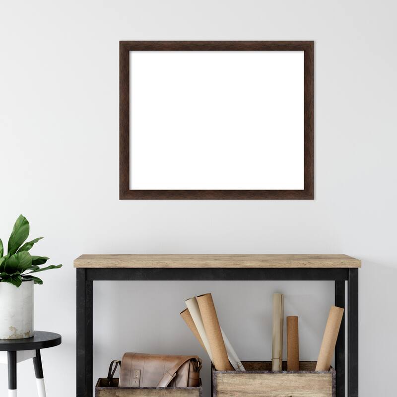 Amanti Art Warm Walnut Narrow Framed Dry Erase Magnetic Board