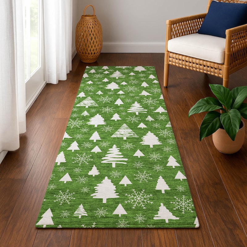Premium Washable Super Soft Christmas Tree Mayfield Rug - Emerald - 2'3" x 7'6"