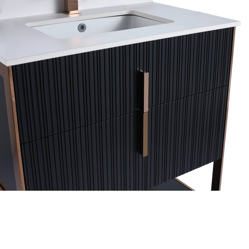 Fine Fixtures Serenity Modern Bathroom Vanity with White Stone Top