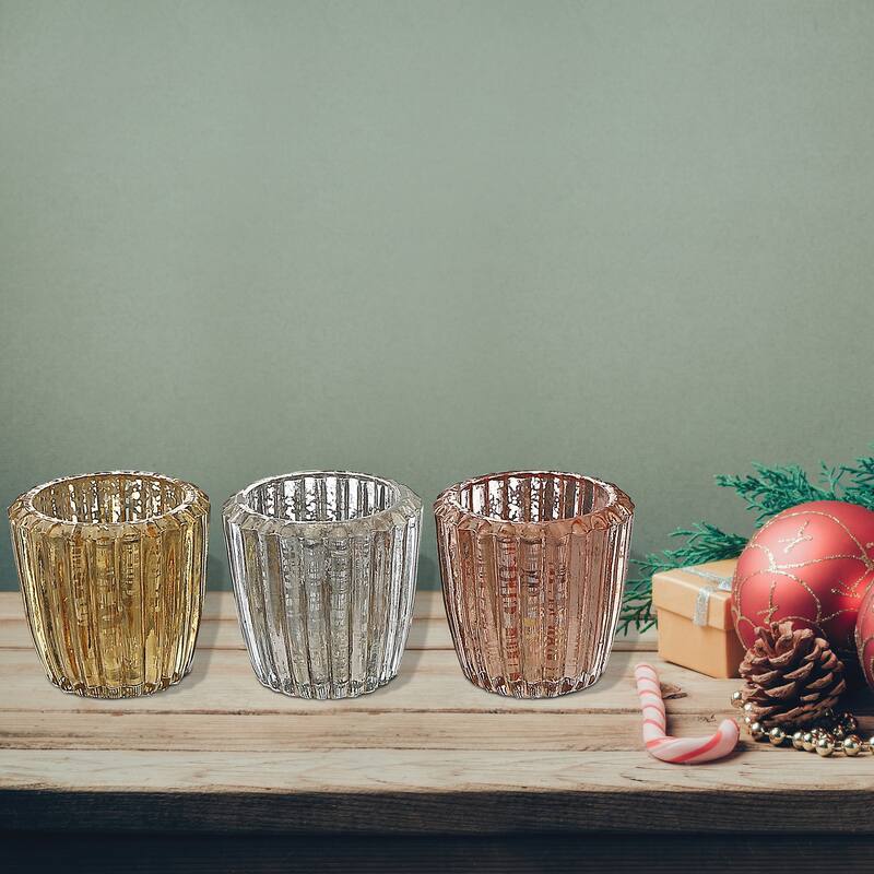 Mercury Ribbed Tealight Holder Set of 3 N/A Bed Bath & Beyond
