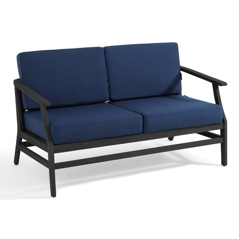 Teak Outdoor Patio Club Chairs Loveseat with Cushions