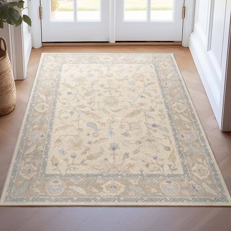 Well Woven Ushak Mardin Updated Traditional Boho Flat-Weave Area Rug - 3'11" x 5'3" - Cream